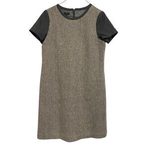 Talbots Sheath Dress 12P Tweed Style Tans Neutrals Lined Knee Length 1/4 Sleeve
